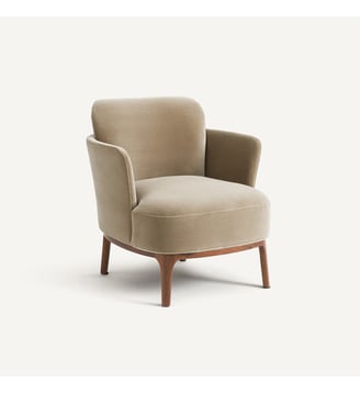 Fauteuil pied noyer massif et velours - AM.PM - Lichen
