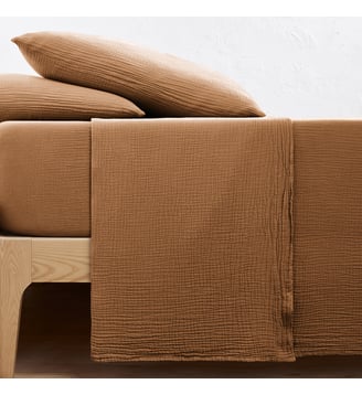Drap plat uni gaze de coton - La Redoute Interieurs - Caramel