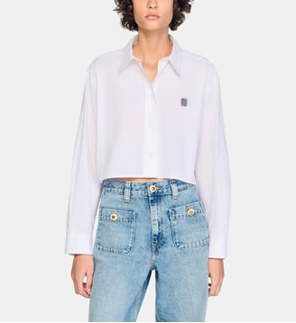 Chemise droite courte signature - Sandro - Blanc