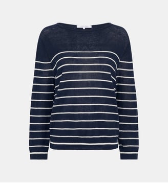 Pull ample rayé en lin mélangé - LEVIA - Gerard Darel - Marine
