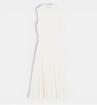 Robe côtelée coton mélangé à plis - Lacoste - Blanc