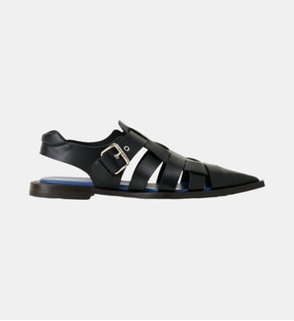 Sandale À Bout Pointu En Cuir - Lanvin - Noir