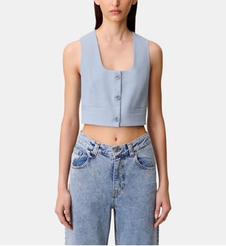 Veston tailleur lin - Claudie Pierlot - Bleu gris