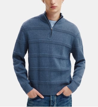 Pull camionneur ottoman - Bompard - Bleu averse