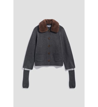 Gilet en cachemire avec col et mitaines - RHIZA - Gerard Darel - Gris chine
