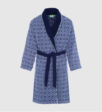Peignoir en coton bouclette - Full Azulejos - Gili's - Bleu
