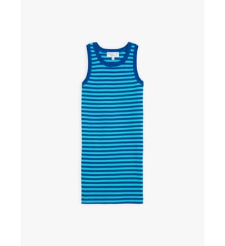robe Marcel en coton à rayures 8/8 bleues - Agnès b. - Bleu calanque