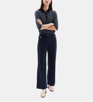 Pantalon pietro - Motif uni - Coupe large - Caroll - Bleu marine