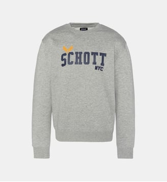 Sweatshirt col rond - Schott - Gris chiné