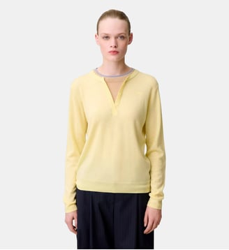 Pull laine col superposé - Claudie Pierlot - Jaune layette