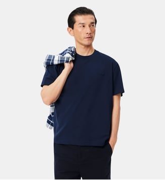 T-shirt en piqué de coton Pima - Lacoste - Bleu marine