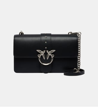 Sac à main moyen love bag one en cuir - Pinko - Noir argent vieilli