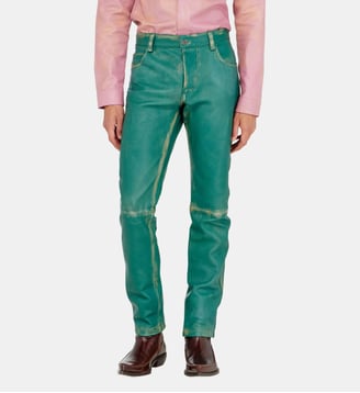 Pantalon en cuir traité - Diesel - Vert