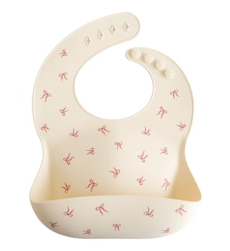 Bavoir à poche en silicone - Mushie - Écru