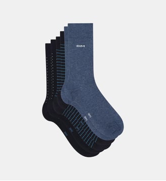Lot de 3 Paires de Chaussettes Coton Style - Dim - Bleu