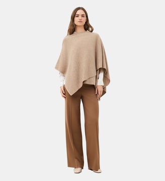 Poncho hidrap - Motif uni - Laine rws - Caroll - Marron clair