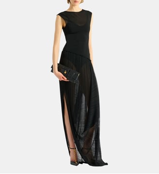 Robe longue drapée en viscose - Balmain - Noir