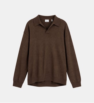 Polo manches longues tricot - Ikks - Marron et caramel
