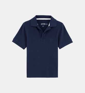Polo en piqué de coton uni - Vilebrequin - Bleu marine