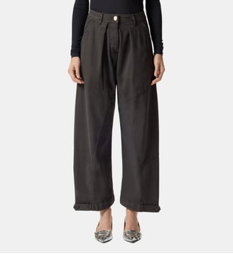Pantalon ballon en coton émerisé - Pinko - Marron très foncé