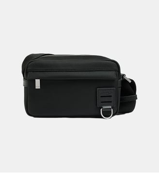 Petit sac bandoulière Basile en toile nylon et cuir lisse - Le Tanneur - Noir