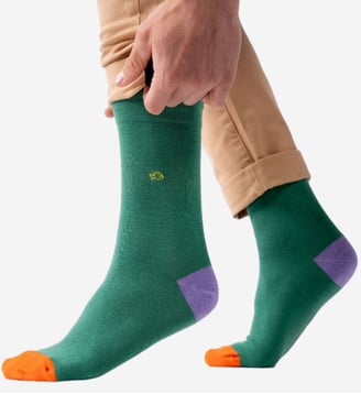 Chaussettes en coton peigné unies - Billybelt - Vert et violet