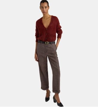 DANGO PANTS IN PURE WOOL PIED-DE-POULE - COFFEE/BLACK - Momonì - Marron