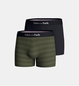 Lot de 2 boxers unis en coton - Eden Park - Vert olive