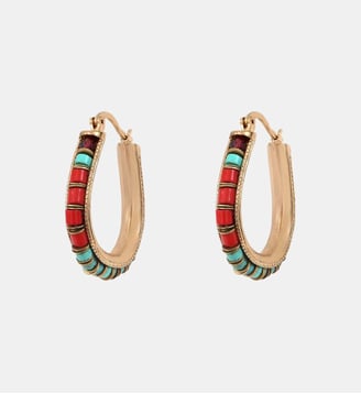 Boucles d'oreilles fines créoles   - Ninon - Satellite - Rouge