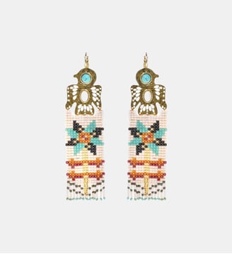 Boucles d'oreilles pendantes avec perles tissées MOHICAN - Hipanema - Bleu turquoise
