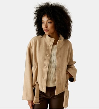 Manteau col montant uni NAELA - La Petite Etoile - Beige