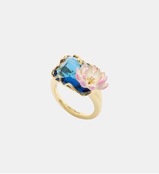 Bague bassin aux nymphéas bleue et rose - Les Néréides - Bleu