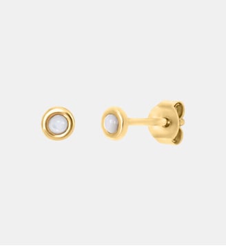 Boucles d'oreilles dorées nacre blanche - tiny - Caroline Najman - Blanc