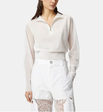 Pull semi-transparent à demi-zip reimagine pinko x patrick mcdowell - Pinko - Blanc