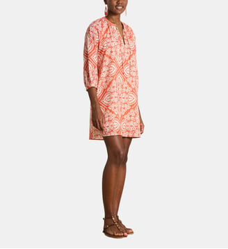 Robe courte ajourée à imprimé floral - La Fée Maraboutée - Orange