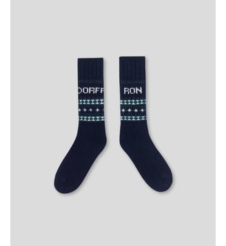 Chaussettes en laine avec imprimé nordique - Ron Dorff - Bleu marine