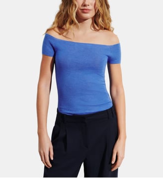 Top ajusté en cachemire et soie - Bompard - Bleu althea