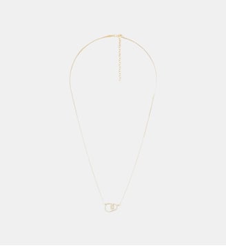 Collier pendentif double anneaux zircon - argent 925 doré - Balaboosté - Doré