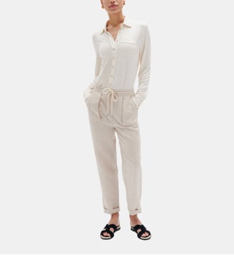 Chemise albi en jersey - Motif uni - Coupe ajustée - Caroll - Écru