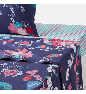 Drap plat coton - La Redoute Interieurs - Imprimé bleu foncé