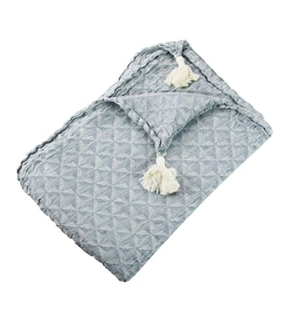 Plaid lin & coton lavé motif jacquard gris Delta gris - Garnier Thiebaut - Gris