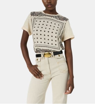 T-shirt bi matière esprit foulard - MANOLIA - Gerard Darel - Naturel
