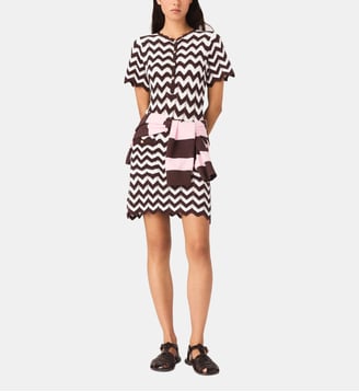 Robe en crochet à motif zigzag - Maje - Marron et blanc