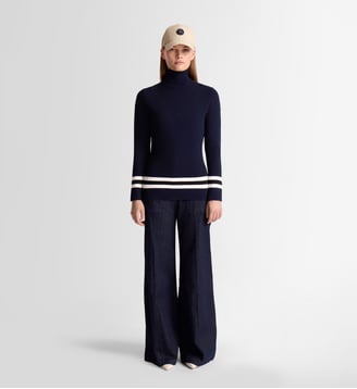Pull judith col roulé coupe ajustée - Fusalp - Bleu foncé