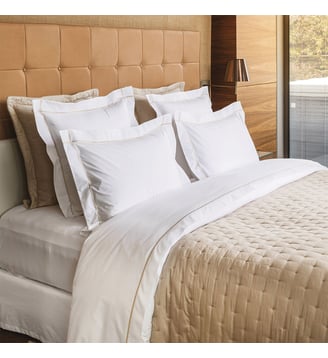Housse de couette en percale de coton gris, Athéna - Yves Delorme - Dune