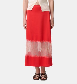 Jupe satinée dentelle - Claudie Pierlot - Tangerine