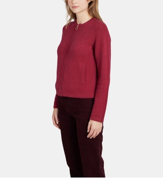 cardigan Zip en cachemire marron - Agnès b. - Rouge coulis