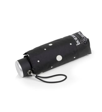 Parapluie compact, solide, ultra déperlant, à ouverture manuelle - Isotoner - Pois noir et jaune
