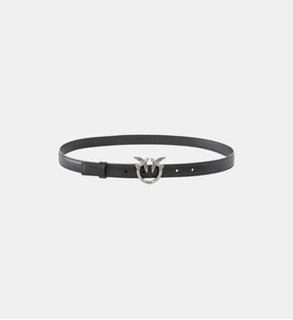 Fine ceinture love birds en cuir 2cm - Pinko - Noir argent vieilli