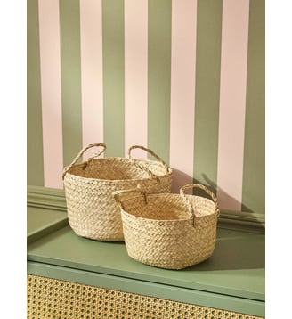 Panier en rotin par lot de 2 - Cyrillus - Beige clair uni